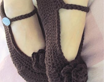 CROCHET PATTERN Ladies Rose Garden Ballet Flats - Women's Slippers - PDF Download