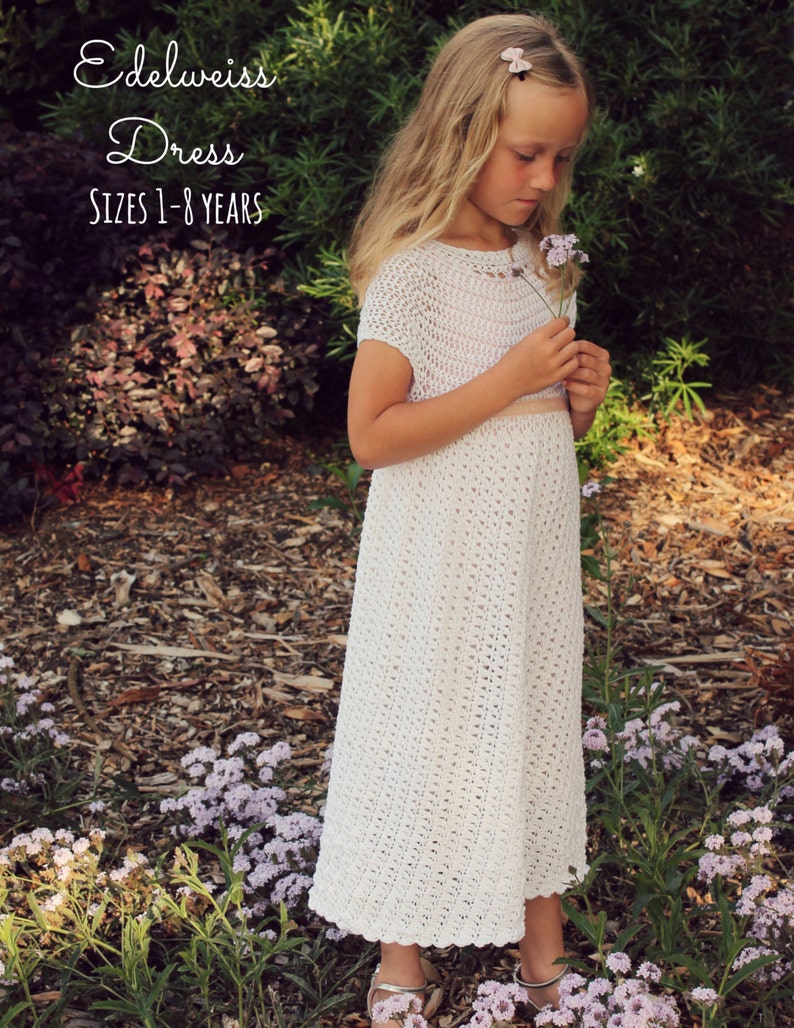 CROCHET PATTERN Edelweiss Dress Sizes 1-8 Years PDF Download image 2