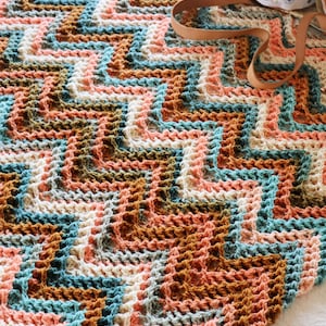 CROCHET PATTERN Zigzag Waffle Chevron Blanket - Make to Any Size - PDF Download