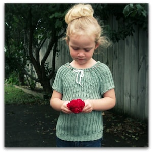 CROCHET PATTERN Crocheted Peasant Top - To Fit Girls Sizes 0-12 Years - PDF Download