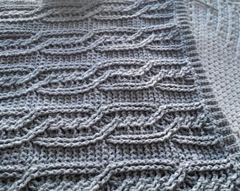 CROCHET PATTERN Rope Chain Cable Blanket - Make to Any Size - PDF Download