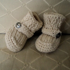 CROCHET PATTERN Cabled Cuff Baby Booties PDF Download image 2