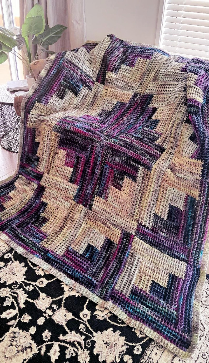 CROCHET PATTERN Log Cabin Waffle Blanket - 17" Squares - PDF Download ...