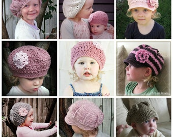 CROCHET PATTERN Stylish Girls Hats - 7 Great Styles for Girls of All Ages - PDF Download