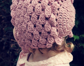 CROCHET PATTERN Rose Petal Baby Bonnet - Baby and Toddler - PDF Download