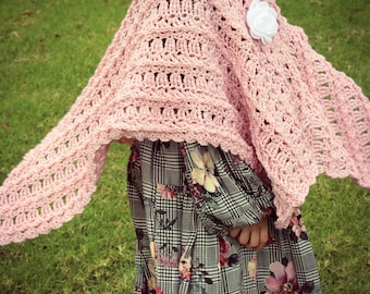 CROCHET PATTERN Rosette Blanket Shawl - Toddler to Adult - PDF Download