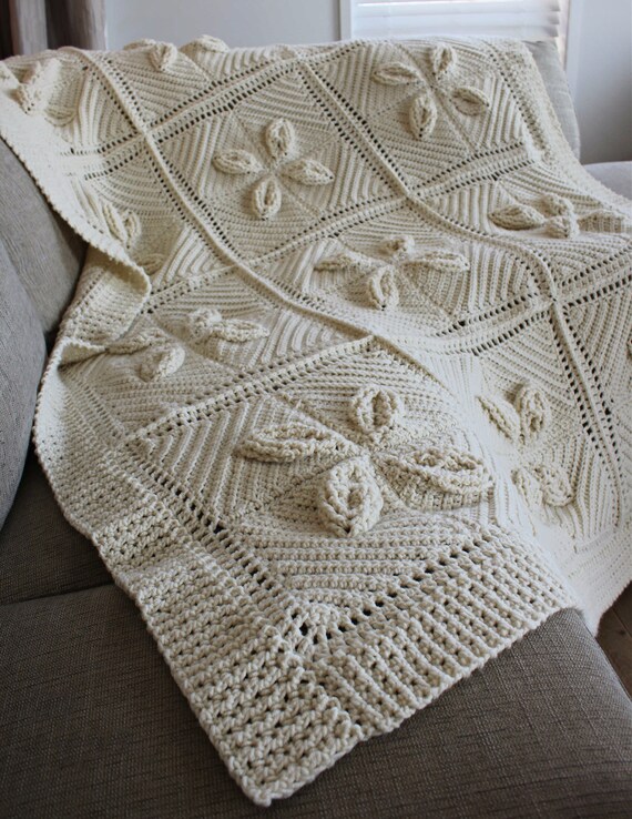 Leaf blanket crochet pattern deals