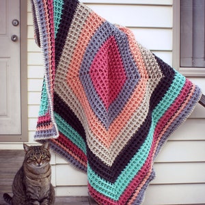 CROCHET PATTERN Squared Reversible Waffle Blanket - Make to Any Size - PDF Download