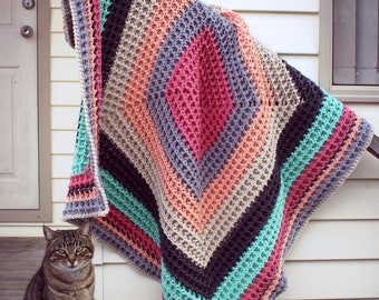 CROCHET PATTERN Squared Reversible Waffle Blanket - Make to Any Size - PDF Download