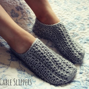 CROCHET PATTERN Simple Cable Slippers - All Adult Sizes - PDF Download