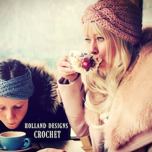 CROCHET PATTERN Knit-Look Headwrap Duo - Criss-Cross and Braid-of-4 Styles - Sizes Baby to Adult - PDF Download