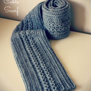 CROCHET PATTERN Simple Cable Scarf - Child and Adult - PDF Download