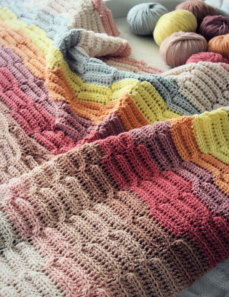 CROCHET PATTERN Yarn Strata Afghan Make to Any Size PDF Download image 2