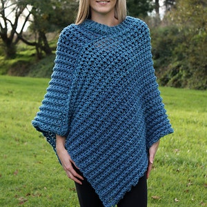 CROCHET PATTERN Tweed Poncho - Ladies Sizes Small to 3X - PDF Download