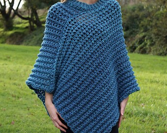 CROCHET PATTERN Tweed Poncho - Ladies Sizes Small to 3X - PDF Download