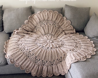 CROCHET PATTERN Harvest Fields Afghan - Circular Throw 54" Wide - PDF Download