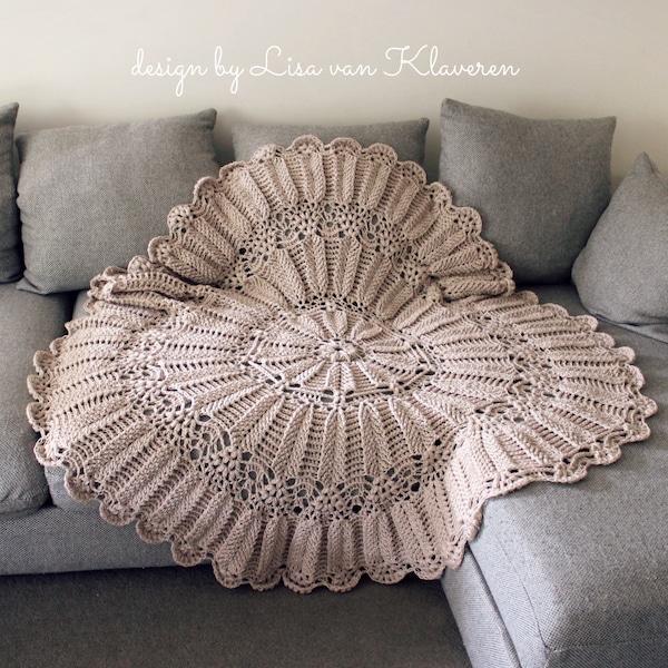 CROCHET PATTERN Harvest Fields Afghan - Circular Throw 54" Wide - PDF Download