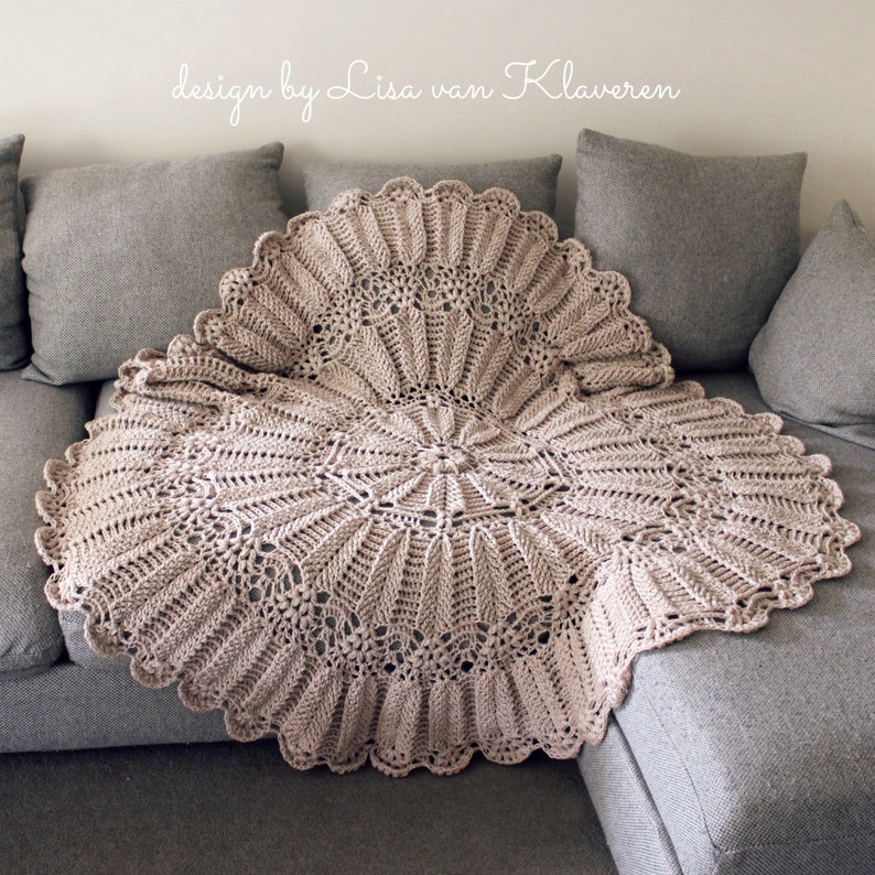 CROCHET PATTERN Harvest Fields Afghan Circular Throw 54 Wide PDF Download image 1