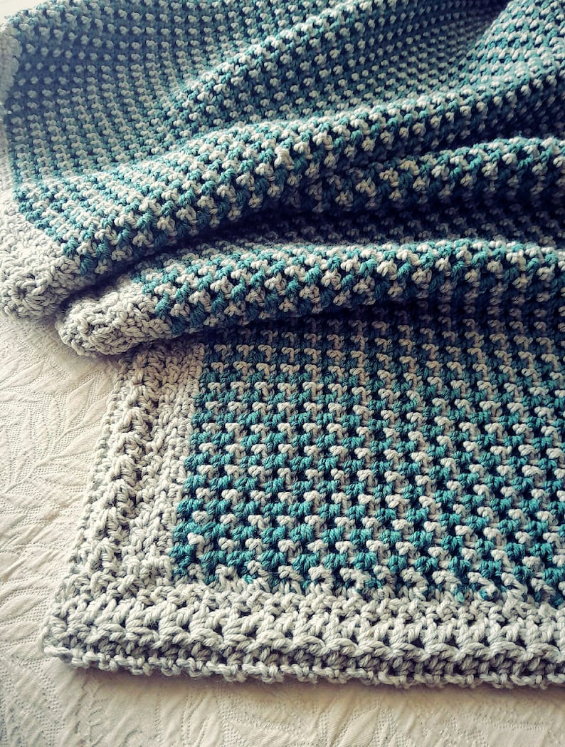 CROCHET PATTERN Textured Houndstooth Throw Make a Blanket of any Size Easy PDF Download image 1