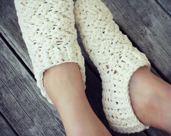 CROCHET PATTERN Celtic Cables Slippers - All Ladies Sizes - PDF Download