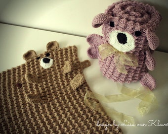 CROCHET PATTERN Roly Poly Teddy Blankets - Baby and Lovey Sizes - PDF Download