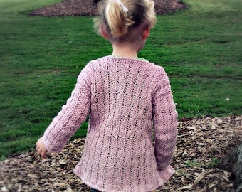 CROCHET PATTERN Mock Cable-Knit Cardigan - Sweater Sizes Newborn to 12 Years - PDF Download