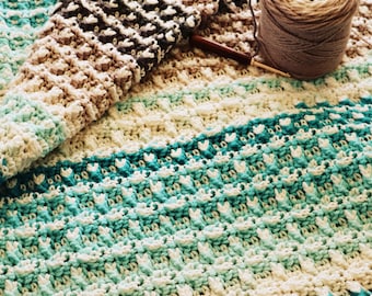 CROCHET PATTERN Textured Fair Isle Afghan - Make a Blanket of Any Size - PDF Download