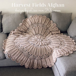 CROCHET PATTERN Harvest Fields Afghan Circular Throw 54 Wide PDF Download image 3