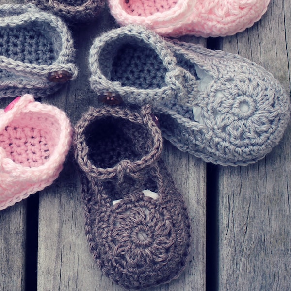 CROCHET PATTERN Flower Motif Baby Shoes - PDF Download