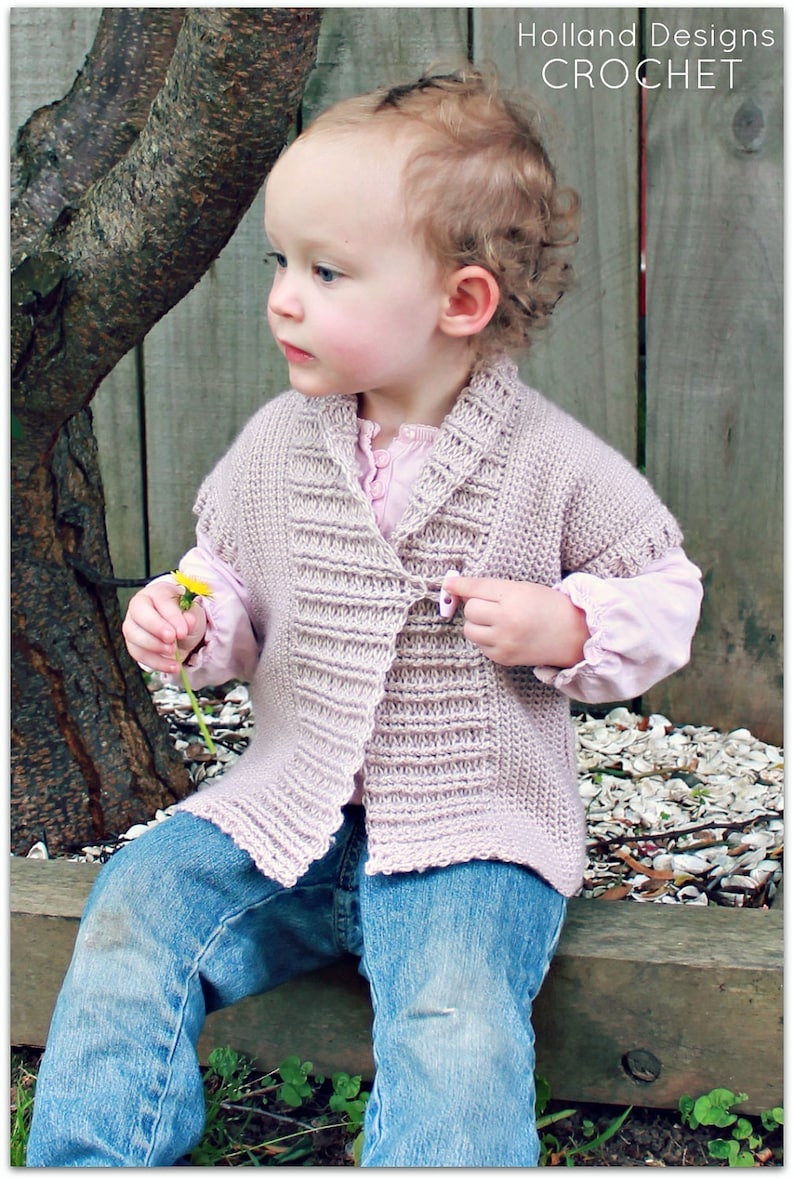 CROCHET PATTERN Shawl Collared Cardigan Sizes 0-12 Years PDF Download image 1