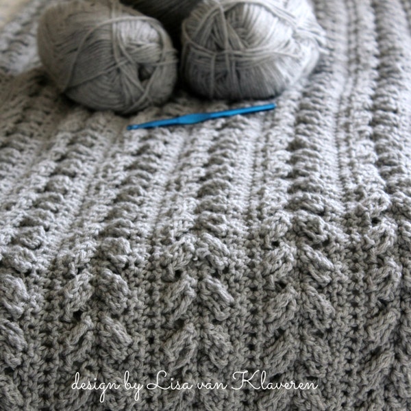 CROCHET PATTERN Alpine Cable Blanket - Make to Any Size - PDF Download