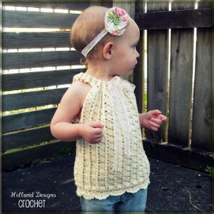 CROCHET PATTERN Drawstring Halter Top or Pullover - Sizes Baby to 12 Years - PDF Download