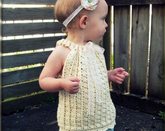 CROCHET PATTERN Drawstring Halter Top or Pullover - Sizes Baby to 12 Years - PDF Download