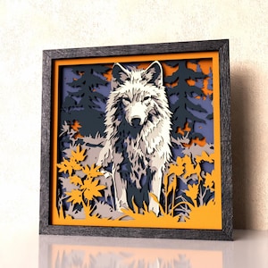 Mehrlagige Wolf-SVG-Schnittdatei | 7-lagige 3D-Schattenbox aus Papier | Cricut & Laser