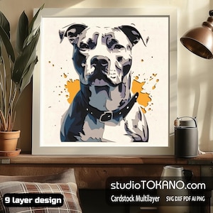 3D Layered SVG das für CRICUT funktioniert! Multilayer-Svg Pitbull Hund, Karton Mandala, Papercut-Schattenbox für Silhouette, Glowforge, Laser