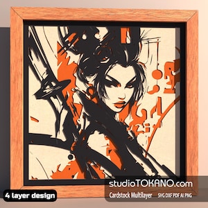 Art mural mandala découpé au laser 3D Shadow Box SVG Cricut Glowforge Xtool bricolage décoration d'intérieur cadeau personnalisé papier cartonné multicouche modèle Geisha