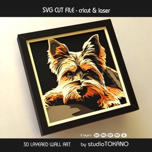 Yorkshire Terrier Shadow Box SVG | 8 Layer 3D Papercut Dog Wall Art ...