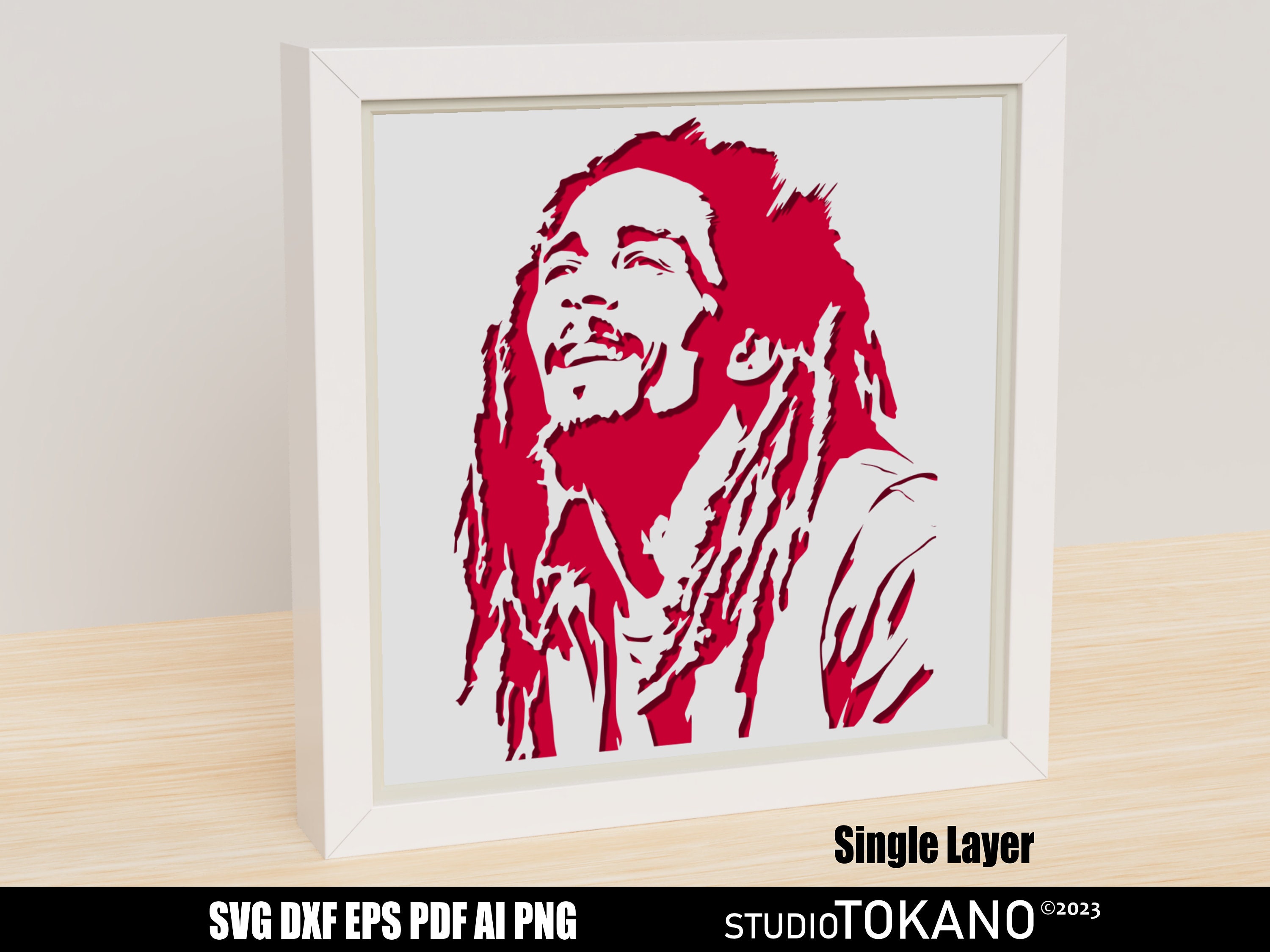 Bob Marley 肖像画木製フレーム 作:Butcher