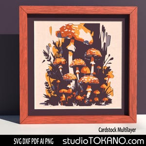 Couche 3D SVG pour CRICUT ! Boîte d'ombre aux champignons multicouche. Papier cartonné de taille standard, modèle de découpe de papier en couches pour Silhouette, CNC, laser