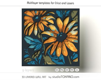 3D layered floral mandala laser cut, multilayer SVG, Layered art, wall decor for glowforge, silhouette, cricut.