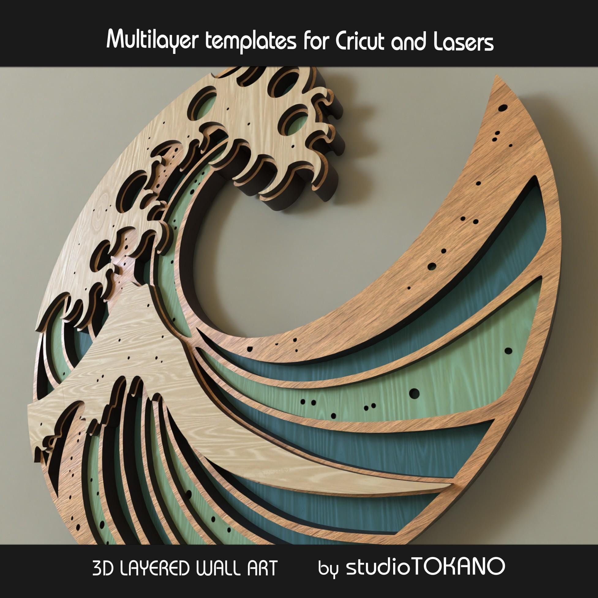 Great Wave Laser Cut File | Layered Japanese Wave SVG | Multilayer