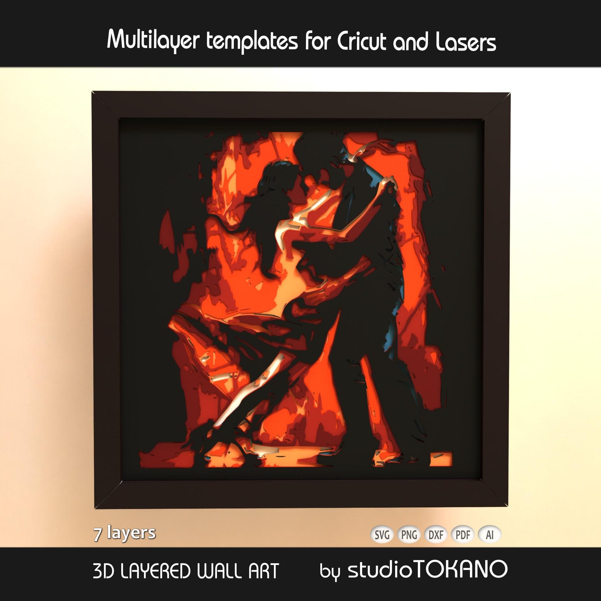 Shadow Box Layered SVG for Cricut | Romantic Tango Couple 3D Paper Art ...