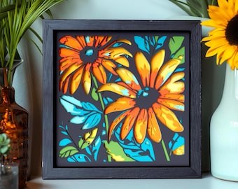 Sunflower Shadow Box SVG | 9 Layer 3D Multi layer Papercut Template | Cricut & Laser Cut File | Floral Wall Art