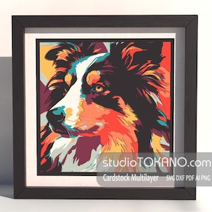 3D Schäferhund SVG für Cricut, Silhouette, Laser. Layered Cardstock Cut-Datei für Mandala-Wandkunst | Multilayer Papercut Schattenbox Design