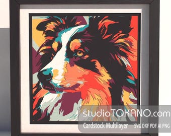 3D Shepherd Dog SVG for Cricut, Silhouette, Laser. Layered Cardstock cut file for mandala wall art | Multilayer Papercut Shadow Box Design