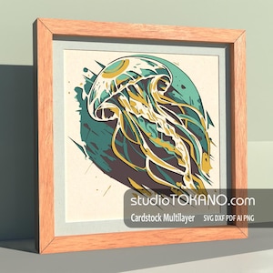 3D layered SVG laser cut, multilayer SVG Medusa Jellyfish , Layered mandala, Papercut shadowbox SVG for Cricut, Silhouette, Glowforge