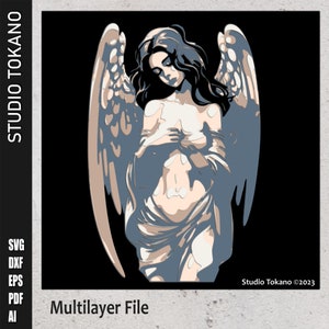 3D layered laser cut, multilayer SVG layered art Angel, wall decor for glowforge, silhouette, cricut. TESTFILE available!