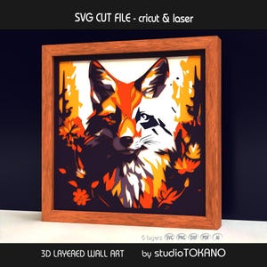 Fox Shadow Box SVG | 6-lagers 3D-skogspappersklipp | Cricut- och laserskuren fil | Skogsdjurs flerlagerskartong