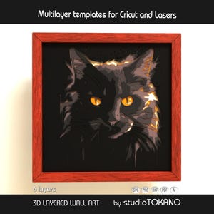 Découpe laser SVG en couches 3D, chat SVG multicouche, art mandala en papier cartonné en couches, shadowbox Papercut SVG pour Cricut, Silhouette, Glowforge