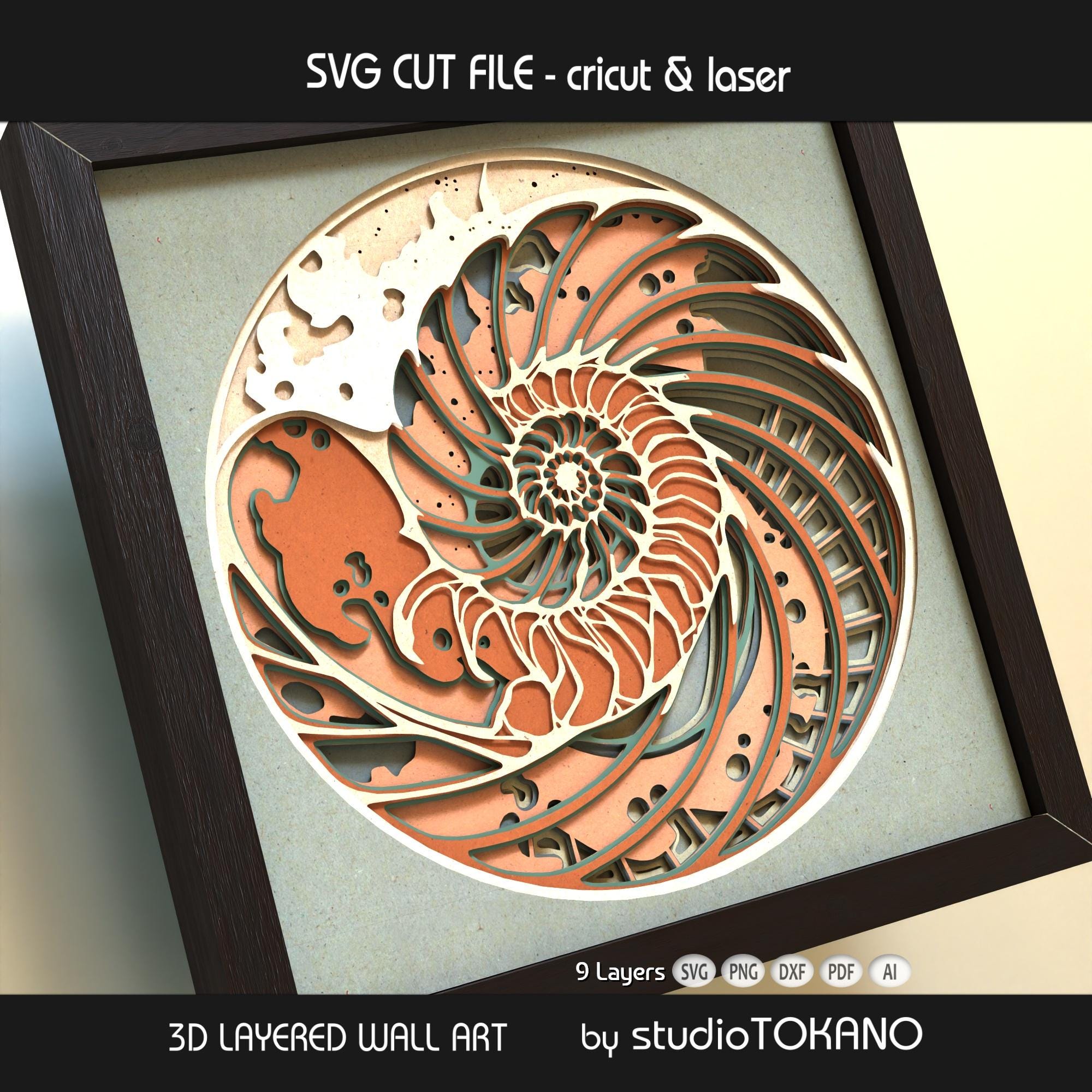 Nautilus Shadow Box SVG | Layered 3D Ocean Papercut | Cricut & Laser ...